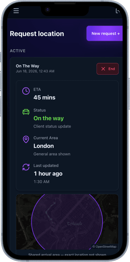 Client ETA phone preview
